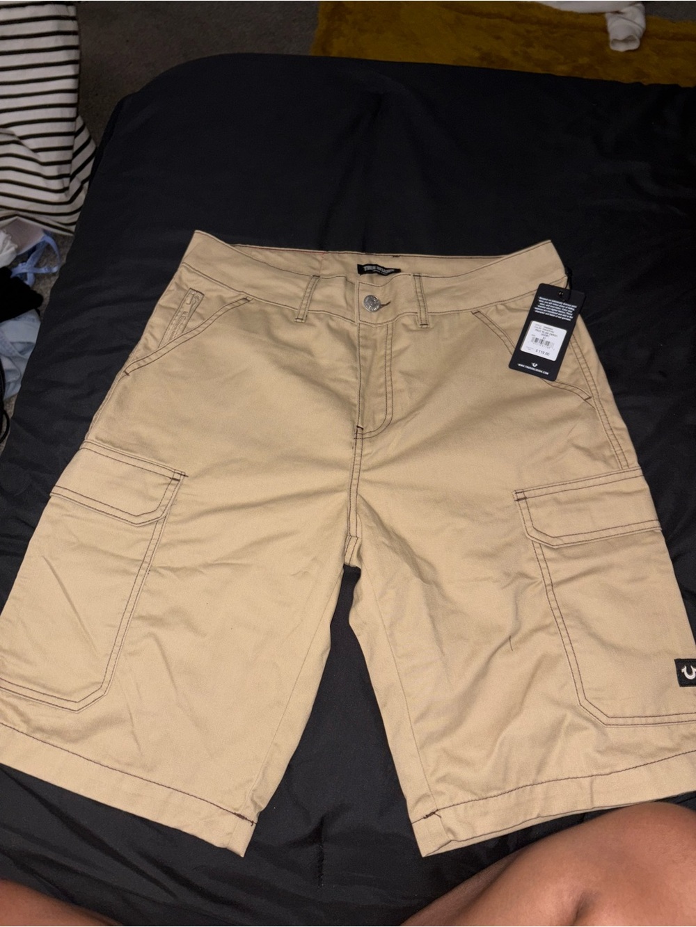 True Religion Men's Khaki Cargo Shorts BRAND NEW